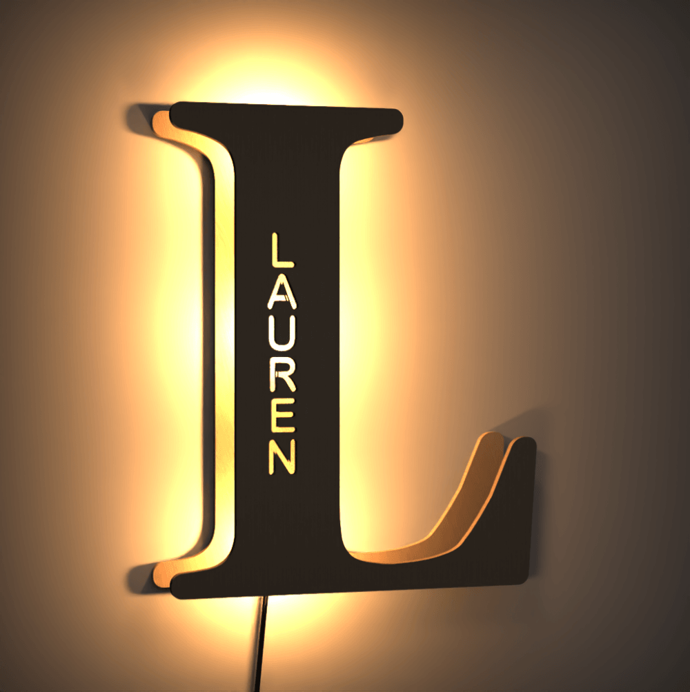 Lampe de Nuit en Bois Créative Nom Lettre Lampe Personnalisée