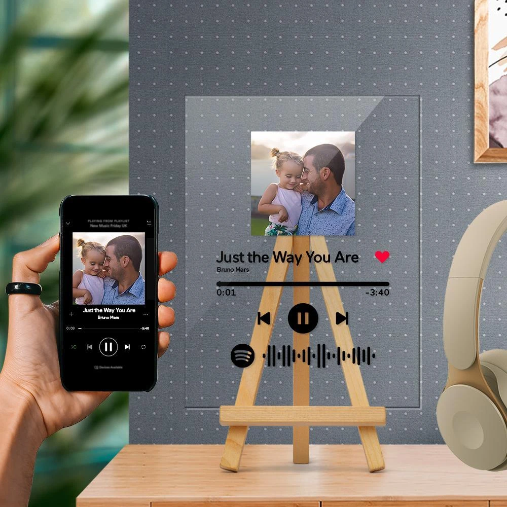 Cadeau pour papa Cadeaux pour elle Plaque de Musique Spotify Code Personnalisée