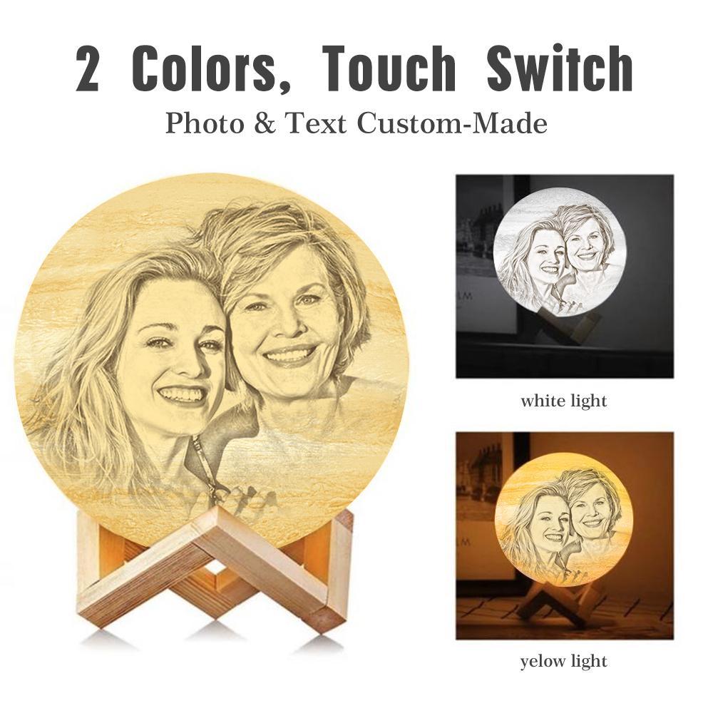 Lampe Jupiter Photo & Gravée Par Impression 3D Personnalisée - Pour Maman - Toucher 2 couleurs(10cm-20cm)
