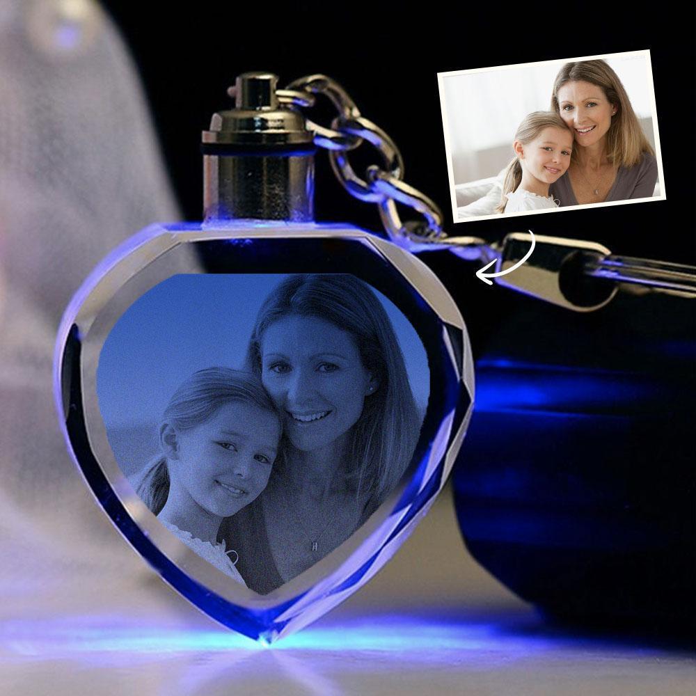 Porte-clés en cristal personnalisé en forme de coeur - Bébé et maman
