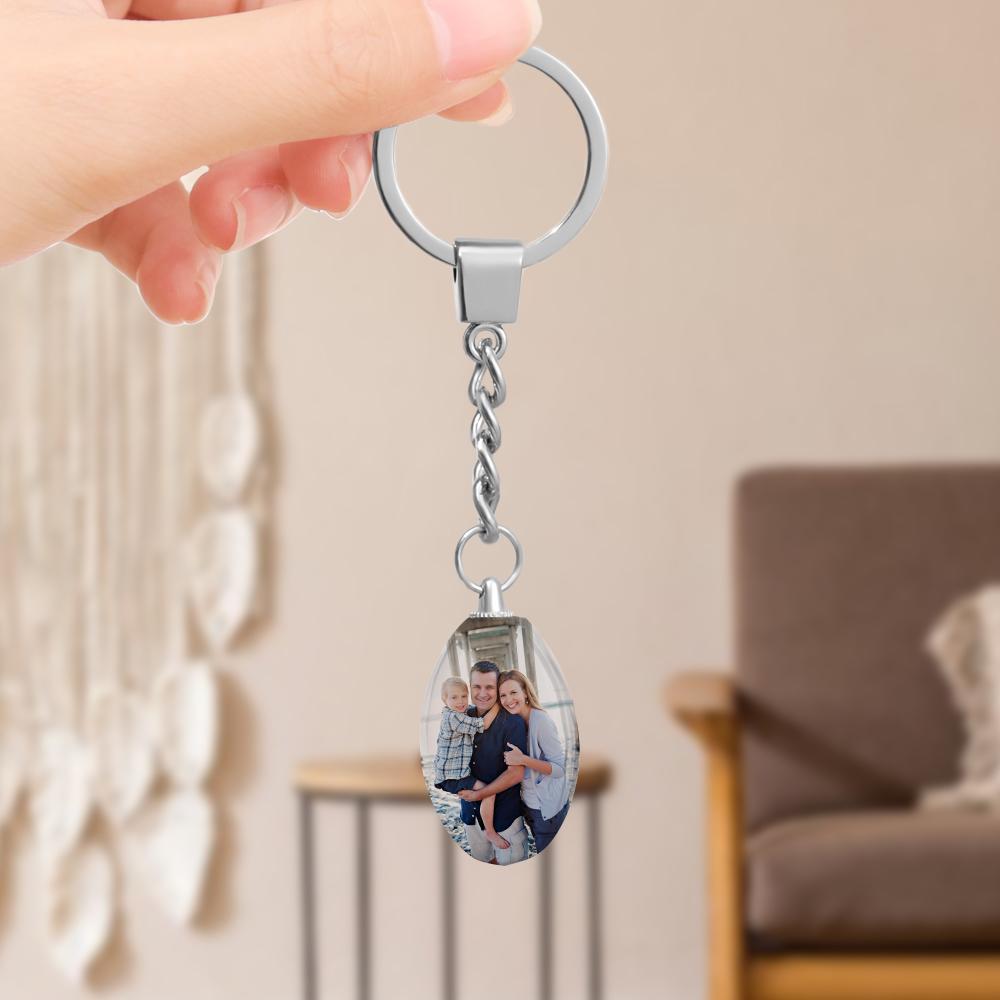 Porte-clés photo en cristal personnalisé - Ellipse