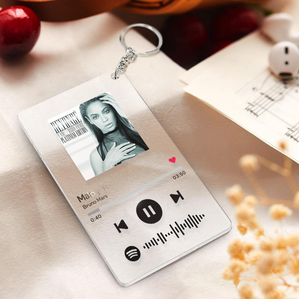 Spotify Glass - Porte-clés personnalisé avec plaque de musique Spotify Code (5.4cm*8.6cm)