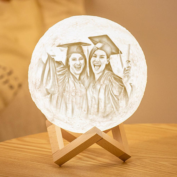 Lampe de Lune Photo & Gravée par Impression 3D Personnalisée - Pour Amis - Robinet 3 couleurs(10cm-20cm)