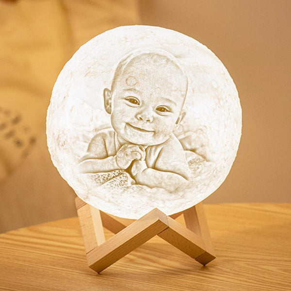 Lampe de Lune Photo & Gravée par Impression 3D Personnalisée - Pour Bébe - Robinet 3 couleurs(10cm-20cm)