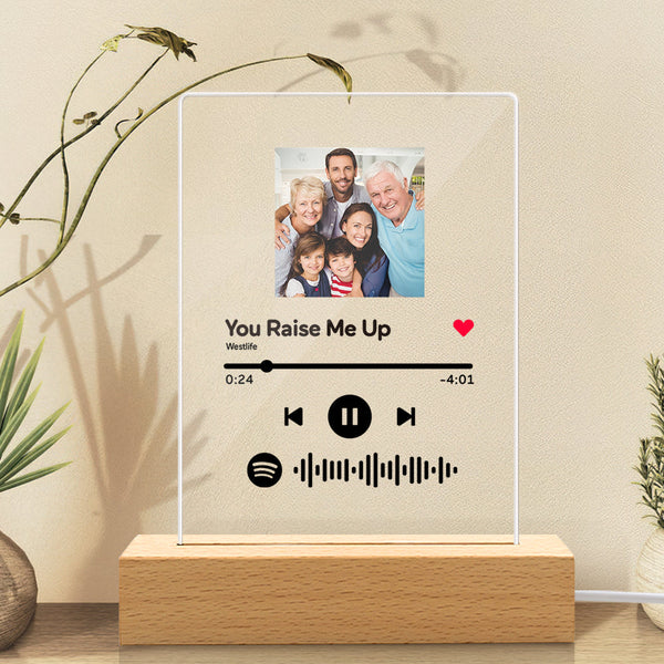 Cadeau pour papa Spotify Glass - Veilleuse à plaque de musique Spotify Code personnalisé (15cm x 19.5cm)