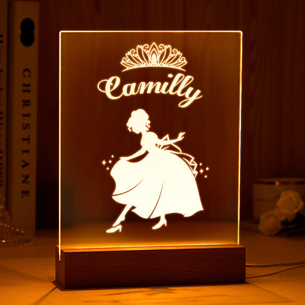 Personnalisé Princesse Nom Sign Light Up Led Nom Lumière Princesse Chambre Lumière Décoration Pour Filles - lampelunephotofr