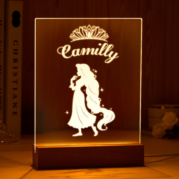 Personnalisé Princesse Led Usb Veilleuse Nom Personnalisé Lampe Acrylique Pour Enfants Décoration De La Maison - lampelunephotofr