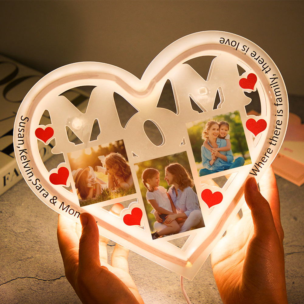 Cadeaux En Forme De Coeur De Veilleuse Photo Gravés Personnalisés Pour Maman
