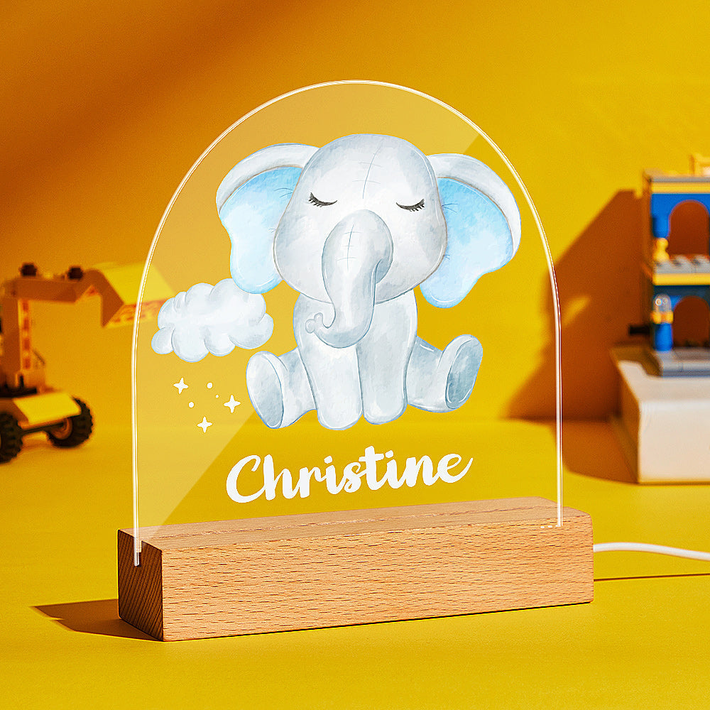 Lampe De Nuit De Fée Personnalisée Avec Petit Éléphant Charmant Le Cadeau D'anniversaire Pour La Chambre De Décor De Pépinière De Bébé Garçon