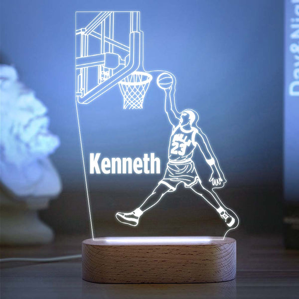 Nom Personnalisé Acrylique Veilleuse Personnalisé Lampe Basketball Lampe De Bureau Cadeau Pour Garçons Ou Adulte - lampelunephotofr