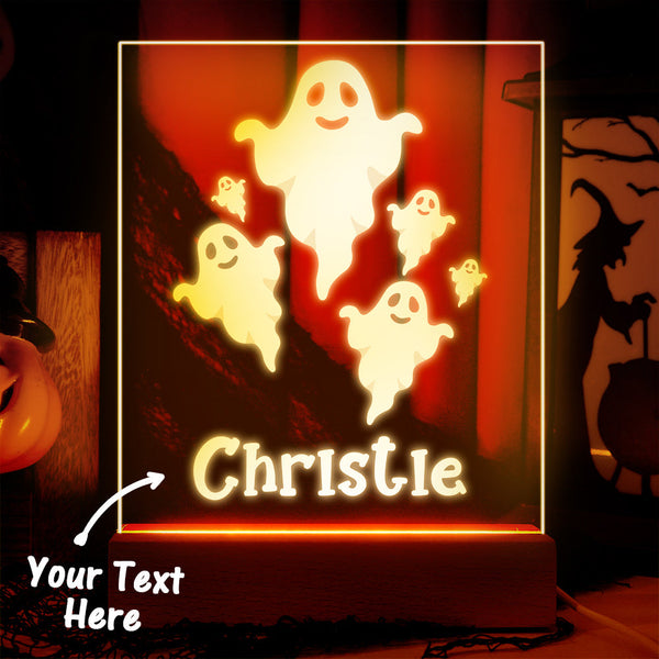 Veilleuse Halloween Spooky Ghost Avec Lampe De Bureau Personnalisée - lampelunephotofr