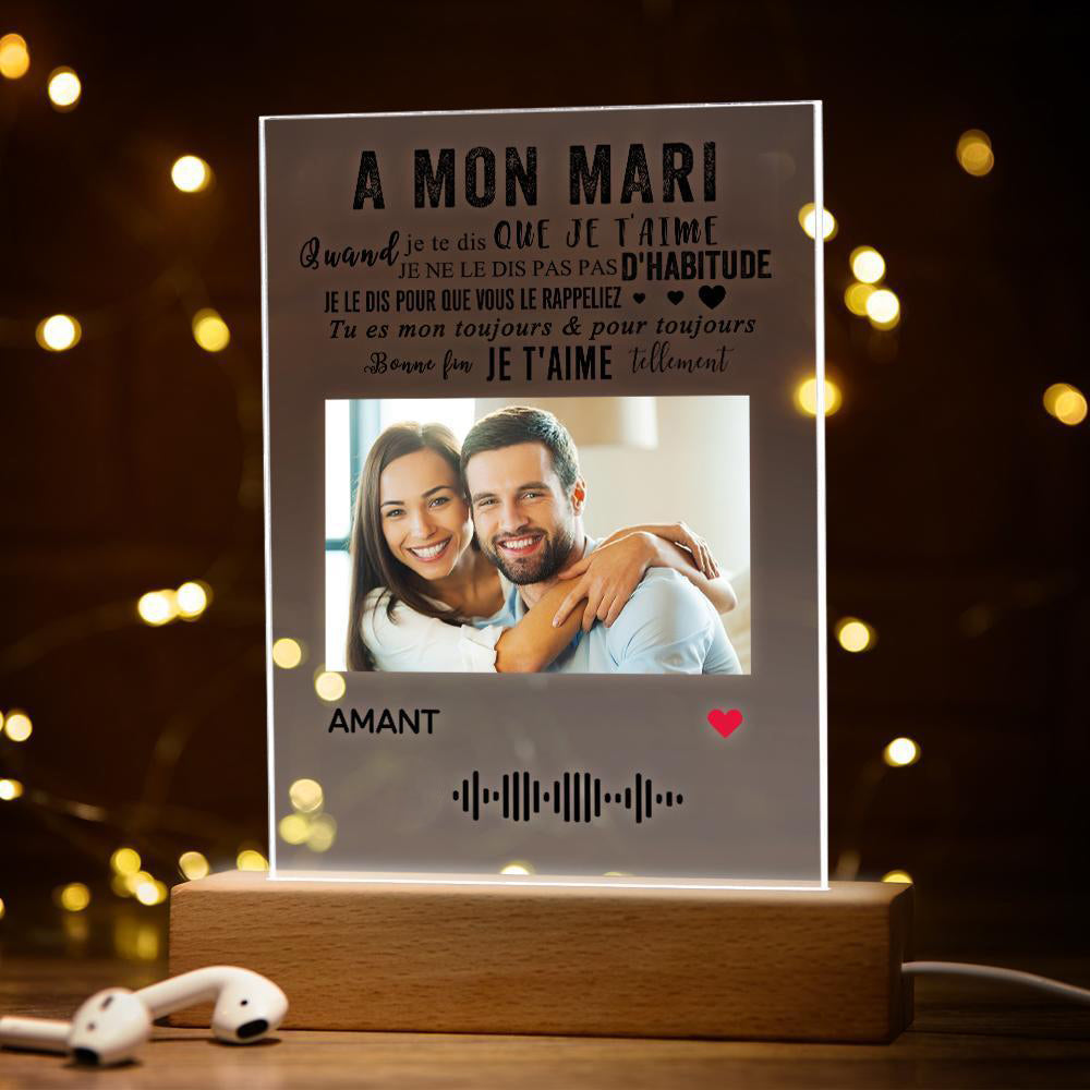 Cadeaux de Noël Ma sur mesure cadre photo en bois LED veilleuse décor personnalisé anniversaire cadeau souvenir cadeau pour maman