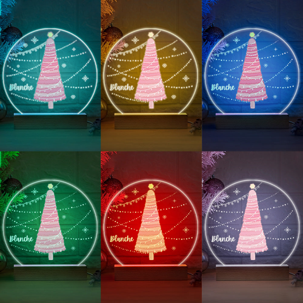 Nom personnalisé rose arbre de Noël lampe LED veilleuse lumière romantique pour les enfants