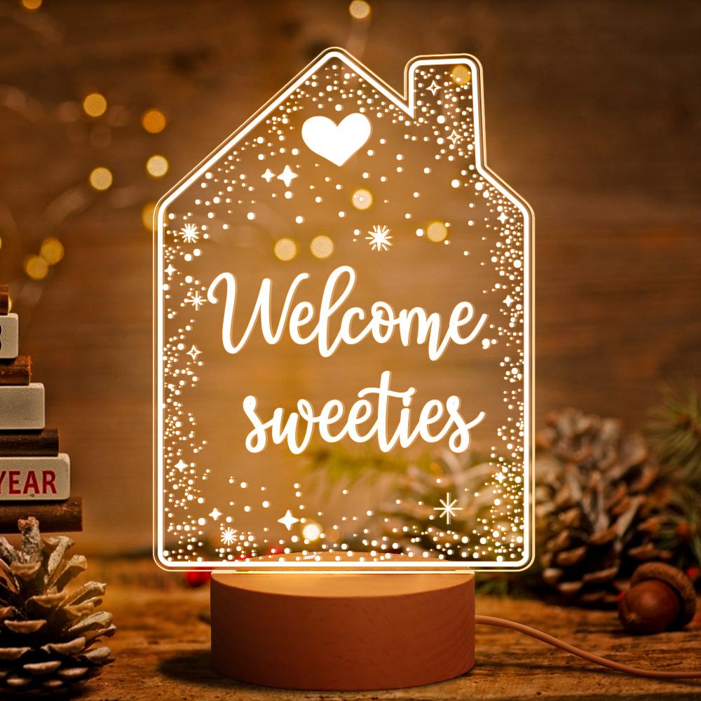 Lampe De Noël Personnalisée Veilleuse Home Sweet Home Cadeau De Pendaison De Crémaillère Home Sweet Home