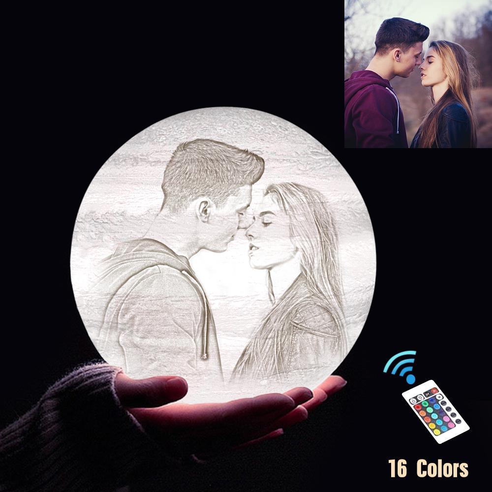 Lampe Jupiter Photo & Gravée Par Impression 3D Personnalisée - Pour Valentin - Télécommande 16 couleurs(10cm-20cm)