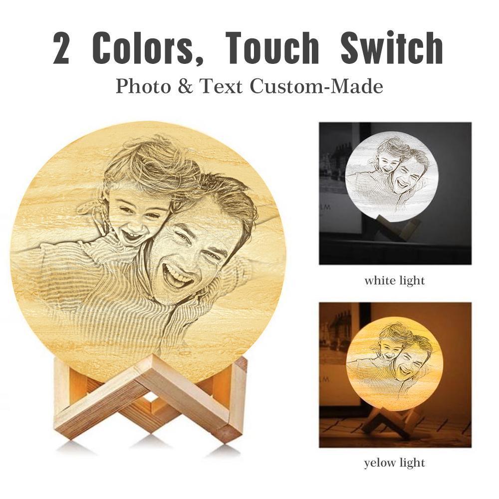 Lampe Jupiter Photo & Gravée Par Impression 3D Personnalisée - Pour Famille - Toucher 2 couleurs(10cm-20cm)