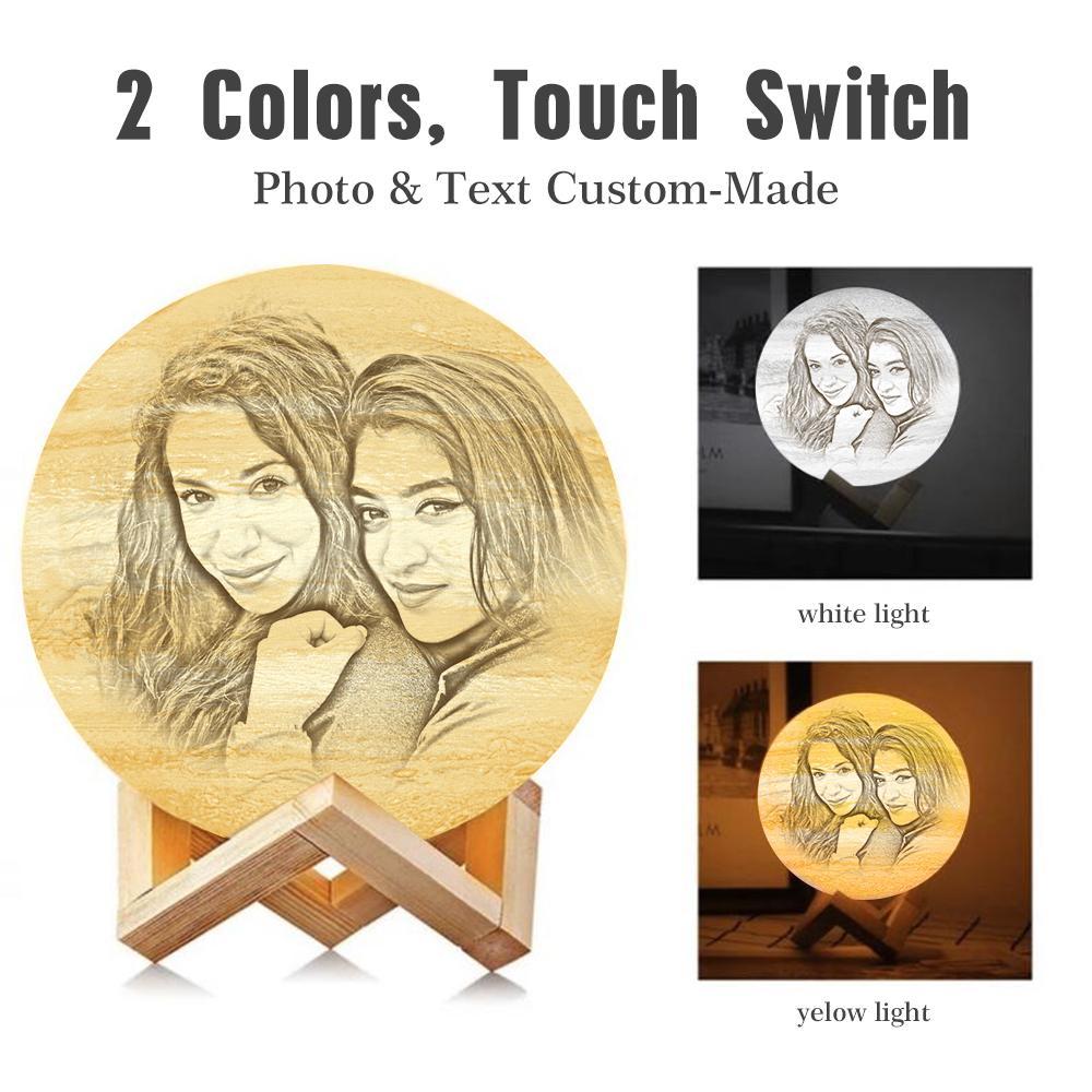 Lampe Jupiter Photo & Gravée Par Impression 3D Personnalisée - Pour Amis - Toucher 2 couleurs(10cm-20cm)